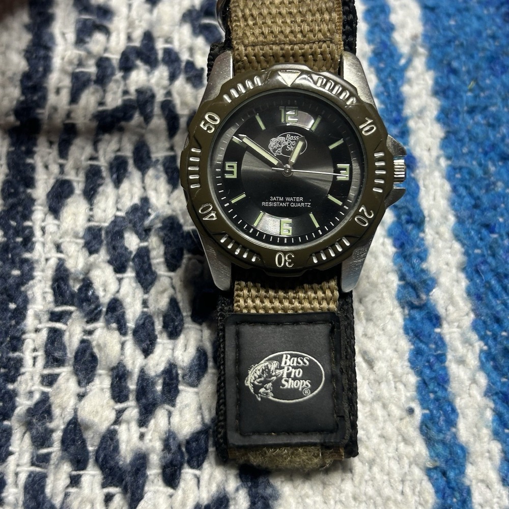 Vintage Bass Pro Shops Military Field Watch Quartz No Tick